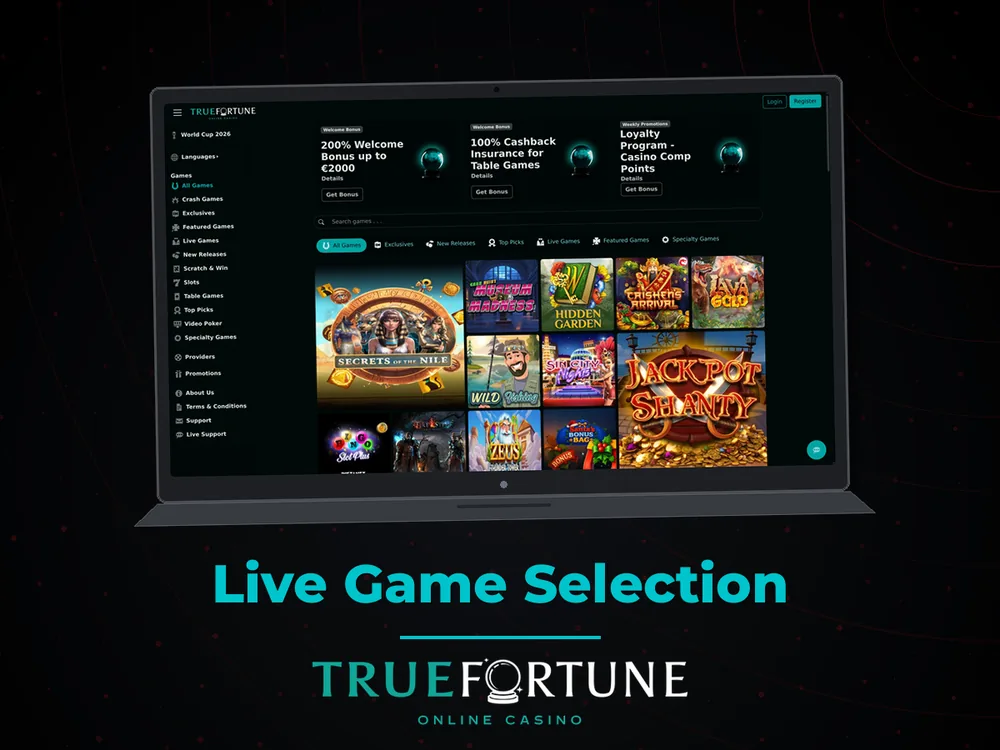 True Fortune casino - Live Game Selection