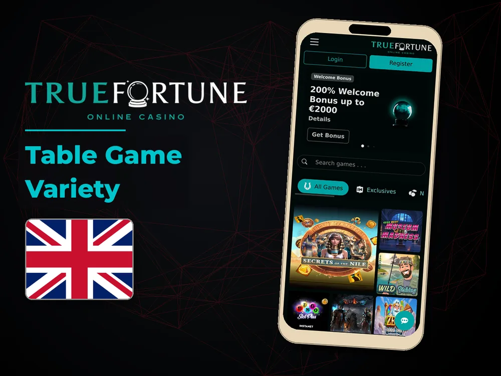 True Fortune casino - Table Game Variety