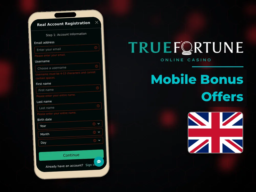 True Fortune casino - Mobile Bonus Offers