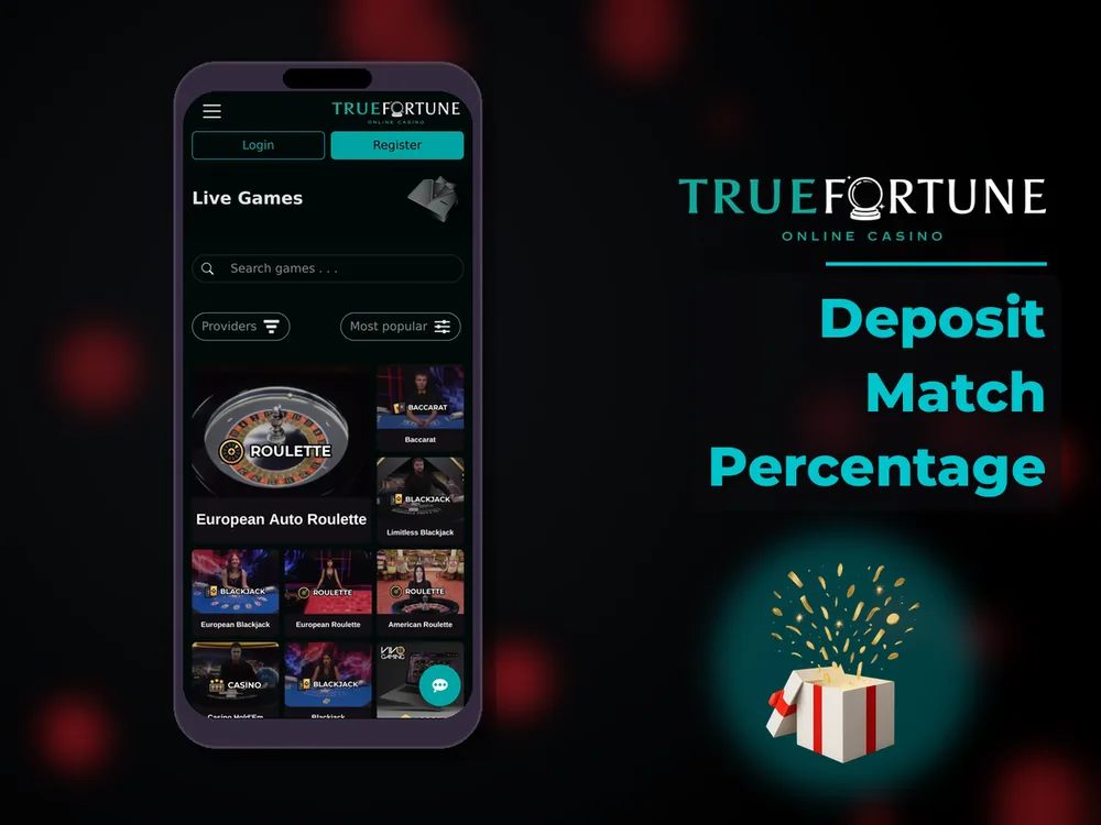 True Fortune casino - Deposit Match Percentage