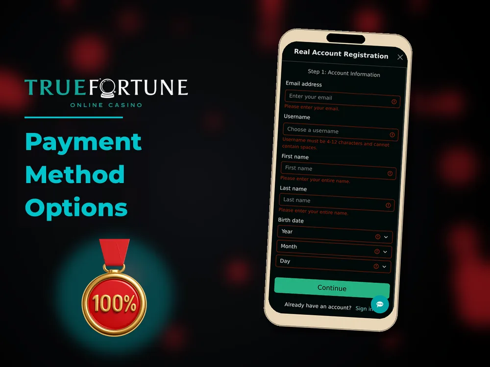 True Fortune casino - Payment Method Options