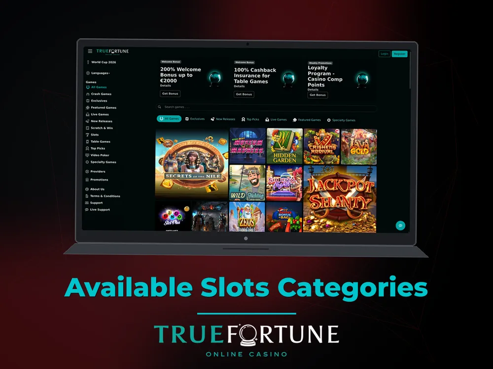 True Fortune casino - Available Slots Categories