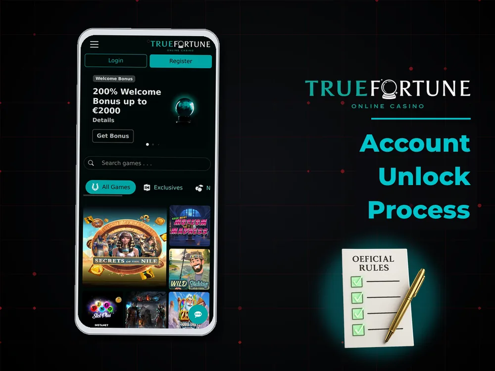 True Fortune casino - Account Unlock Process
