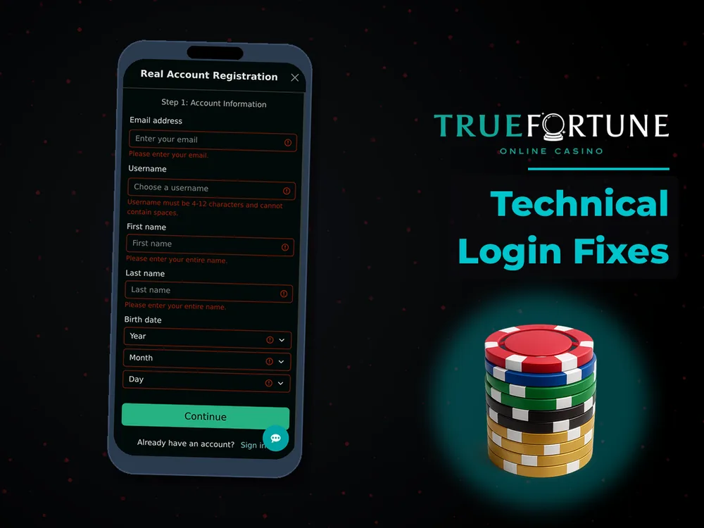 True Fortune casino - Technical Login Fixes