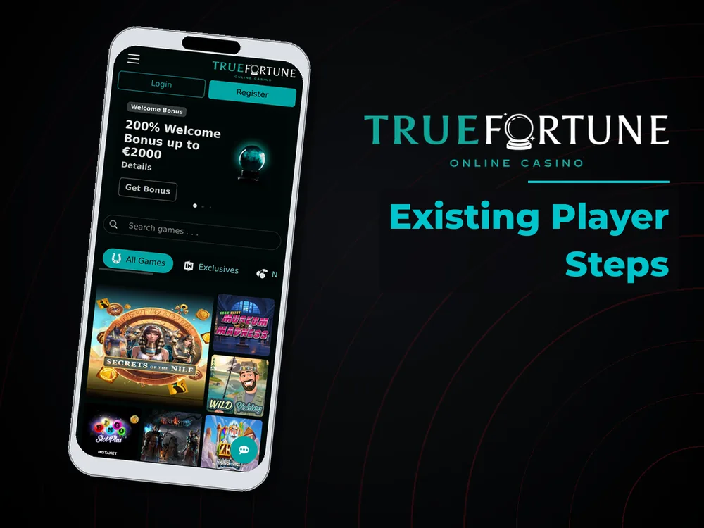 True Fortune casino - Existing Player Steps
