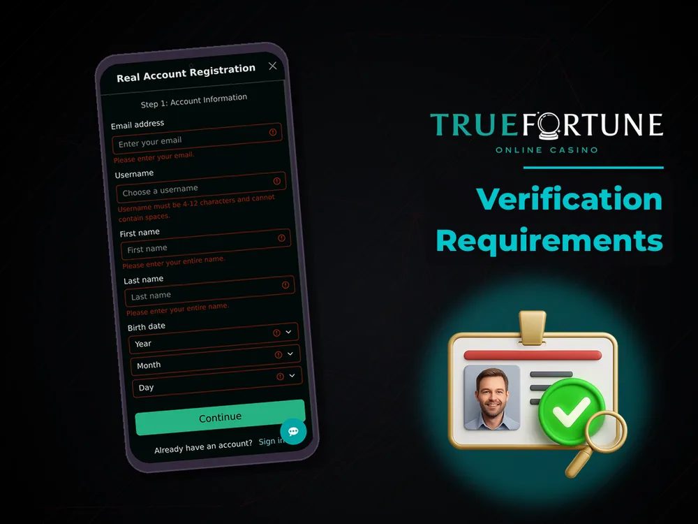 True Fortune casino - Verification Requirements