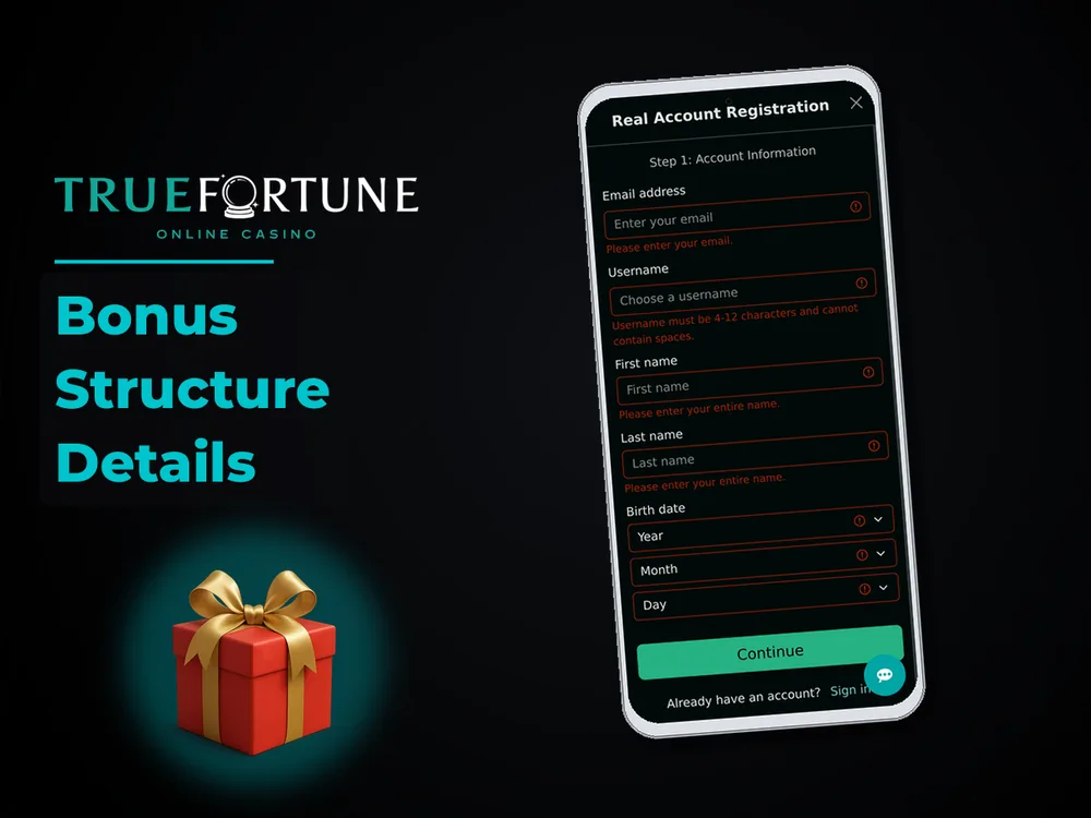 True Fortune casino - Bonus Structure Details