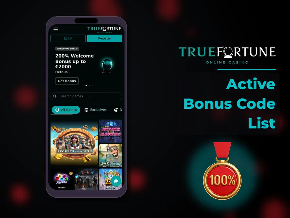 True Fortune casino - Active Bonus Code List