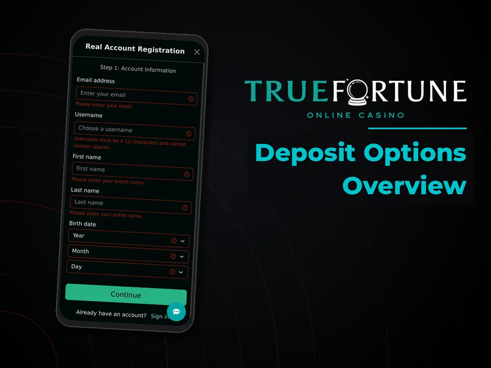 True Fortune casino - Deposit Options Overview