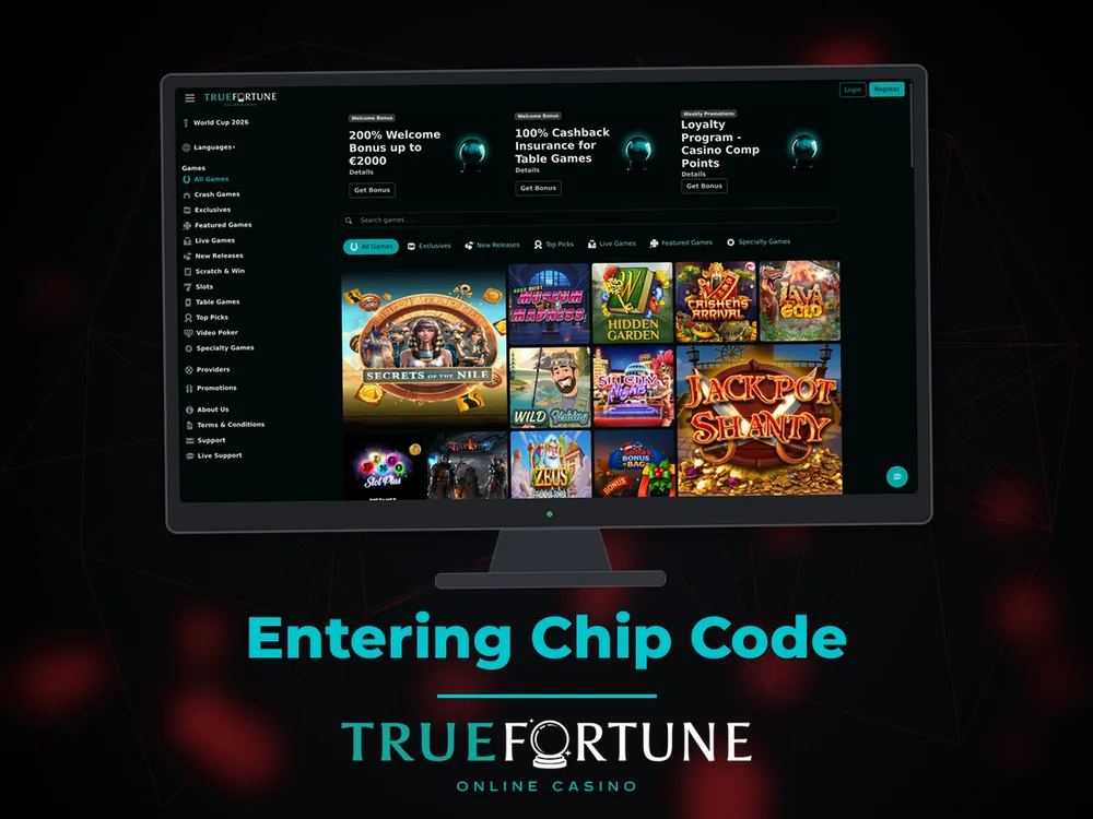 True Fortune casino - Entering Chip Code