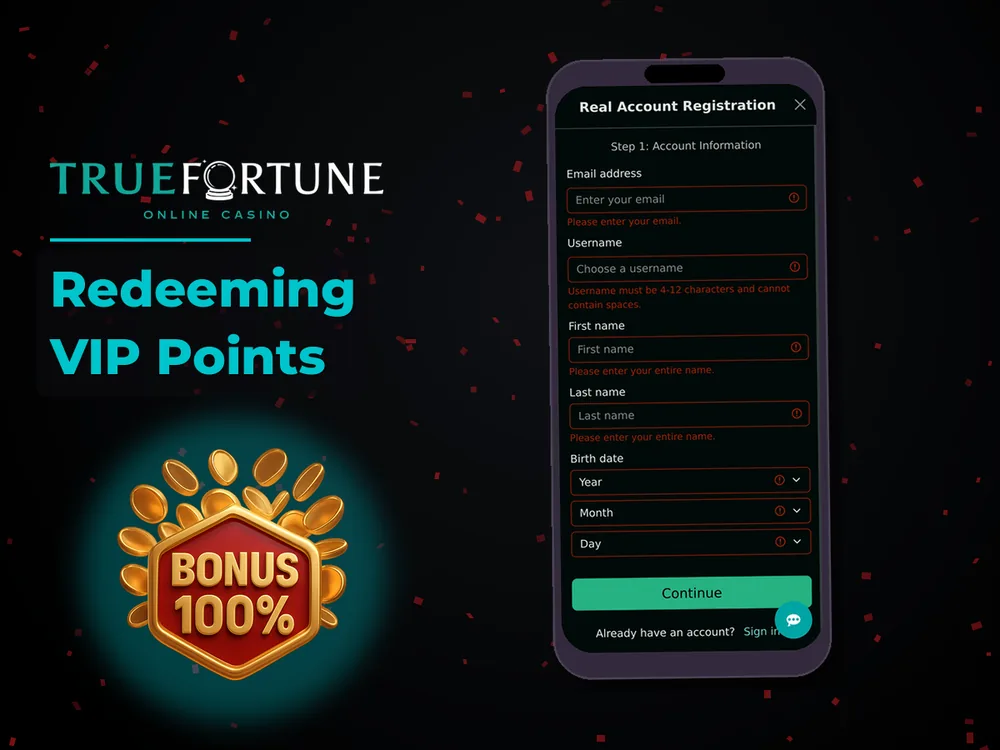 True Fortune casino - Redeeming VIP Points