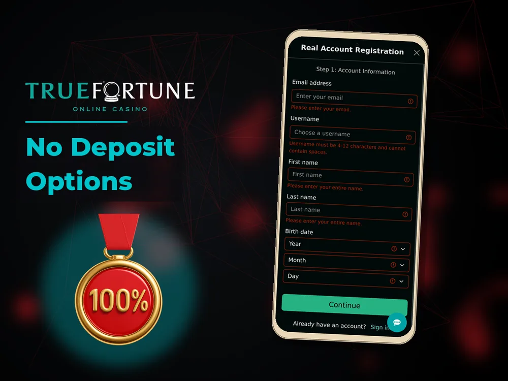 True Fortune casino - No Deposit Options