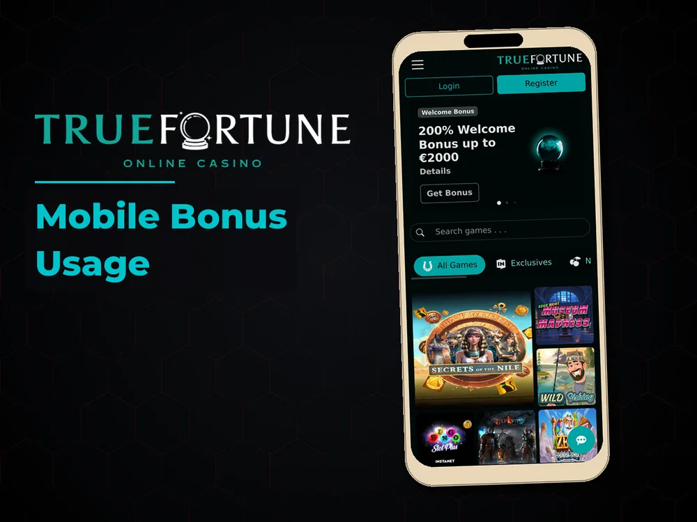 True Fortune casino - Mobile Bonus Usage