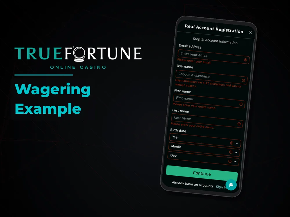 True Fortune casino - Wagering Example