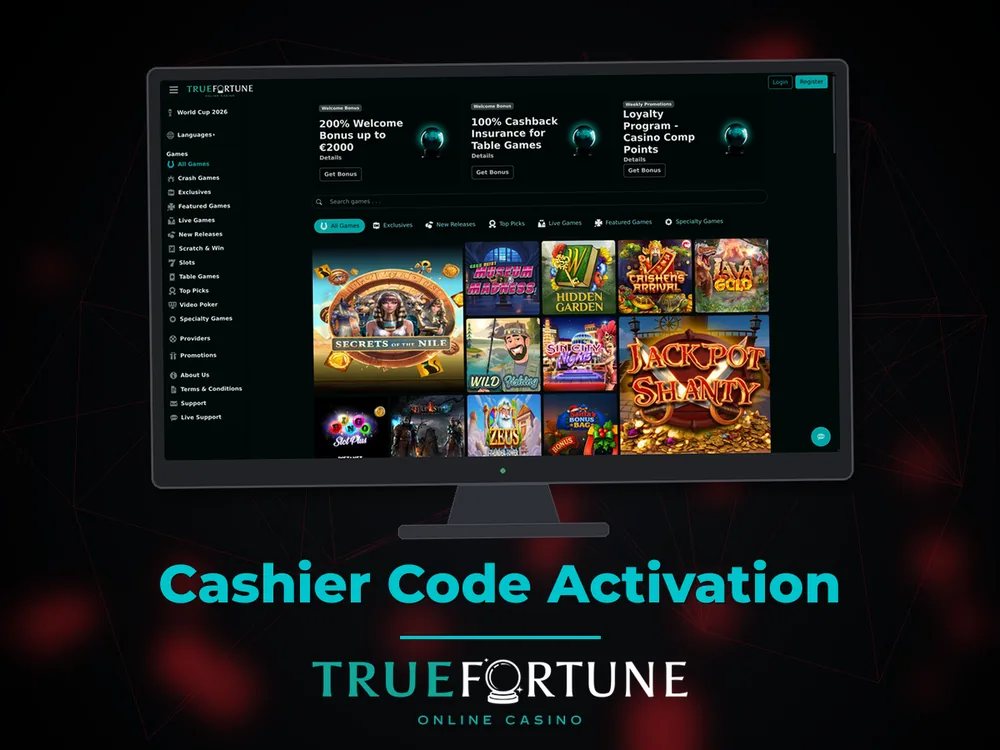 True Fortune casino - Cashier Code Activation
