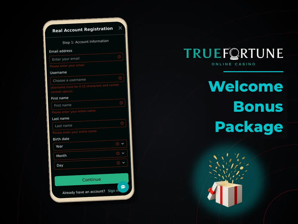True Fortune casino - Welcome Bonus Package