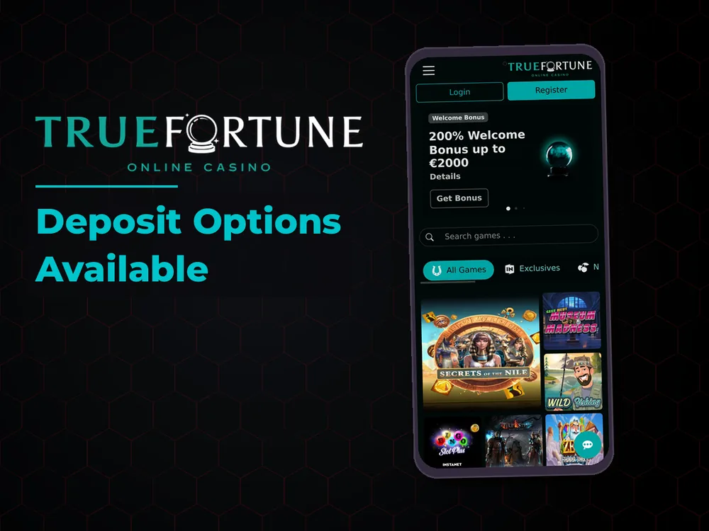 True Fortune casino - Deposit Options Available