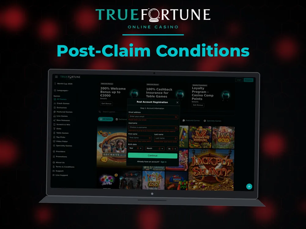 True Fortune casino - Post-Claim Conditions