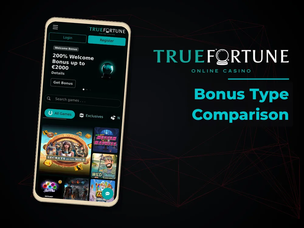 True Fortune casino - Bonus Type Comparison