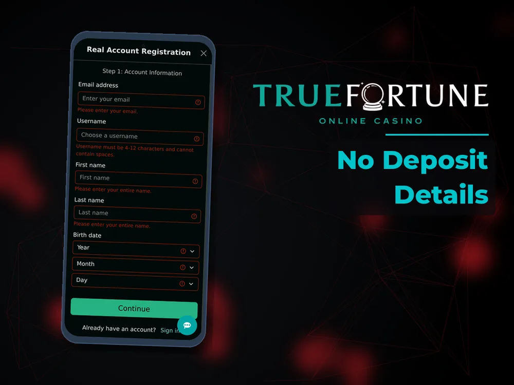 True Fortune casino - No Deposit Details