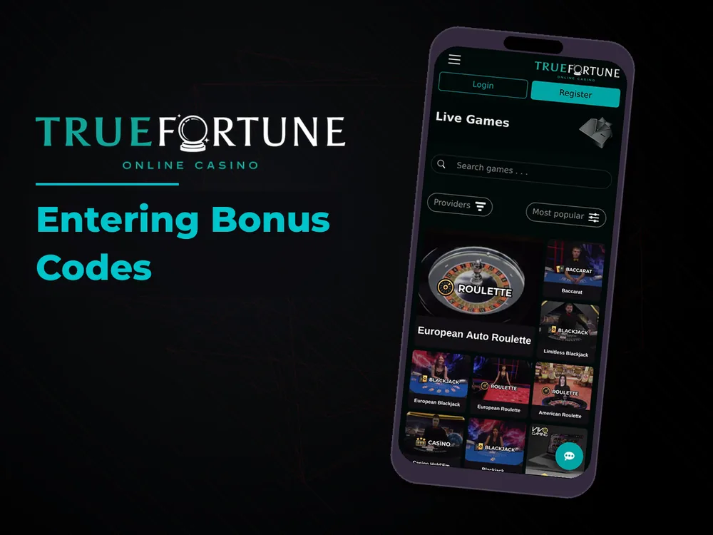 True Fortune casino - Entering Bonus Codes