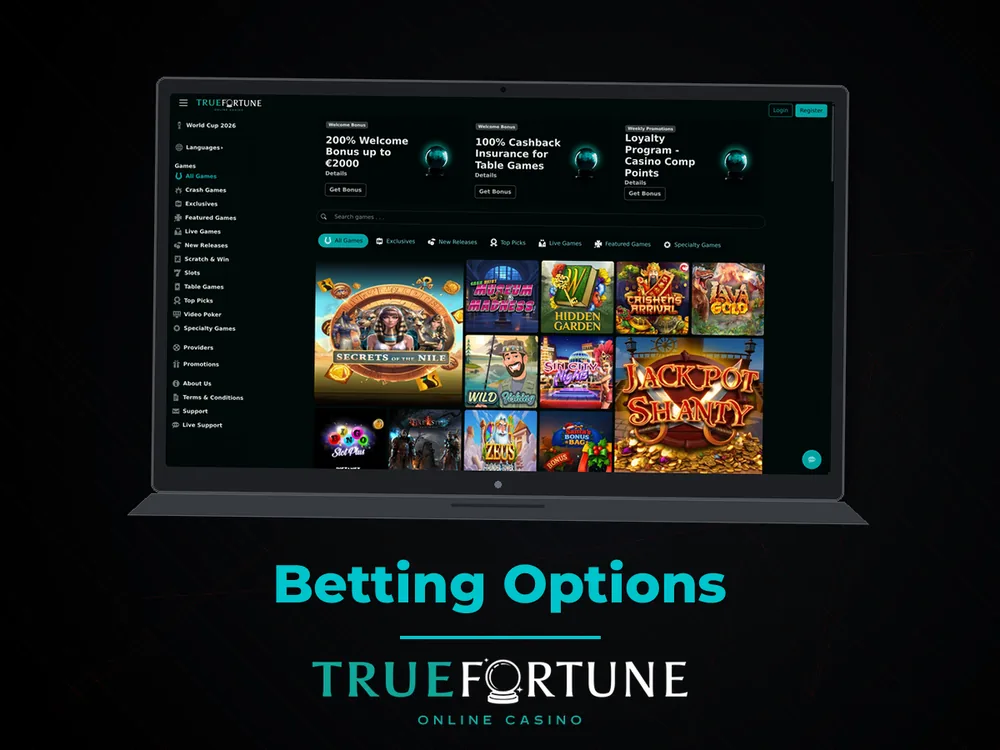 True Fortune casino - Betting Options
