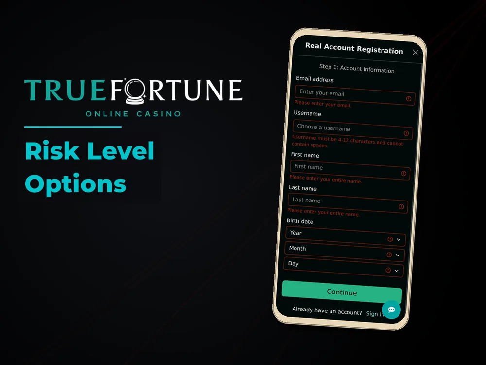 True Fortune casino - Risk Level Options