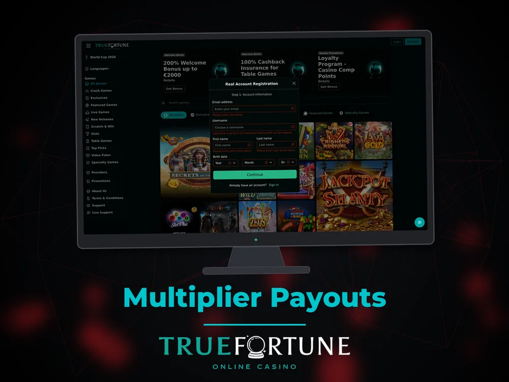 True Fortune casino - Multiplier Payouts