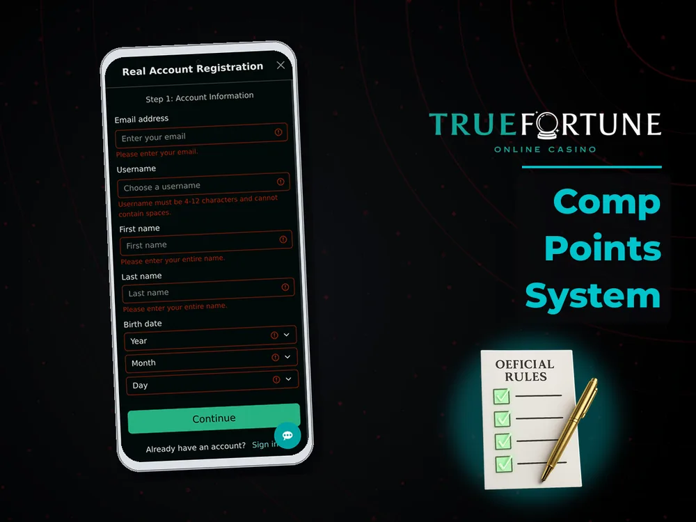 True Fortune casino - Comp Points System