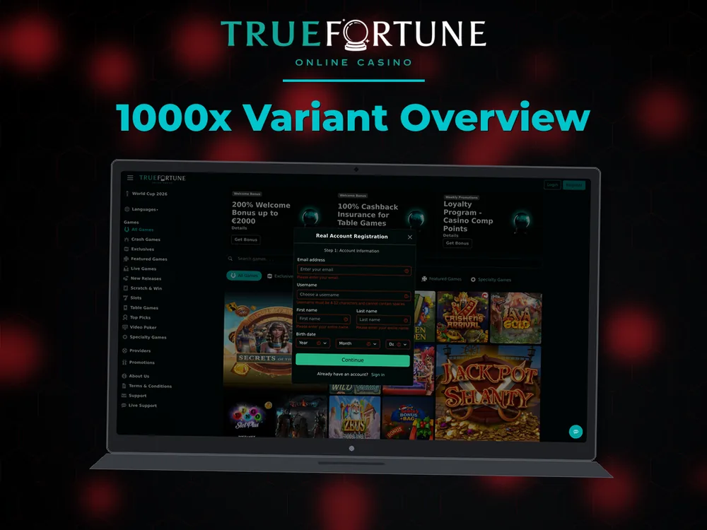 True Fortune casino - 1000x Variant Overview