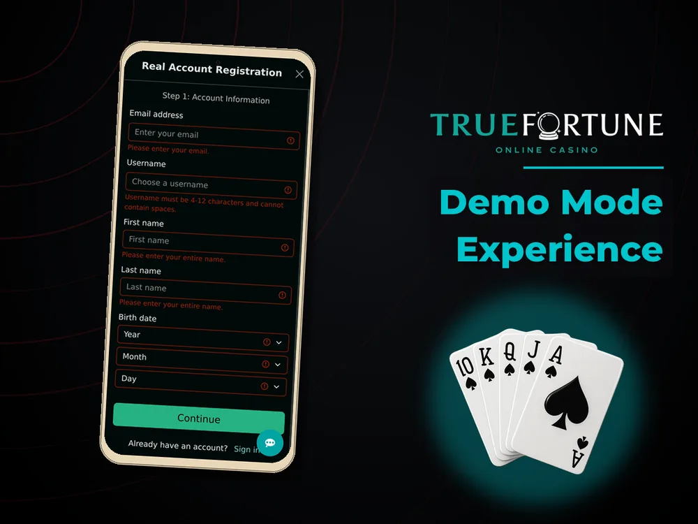 True Fortune casino - Demo Mode Experience