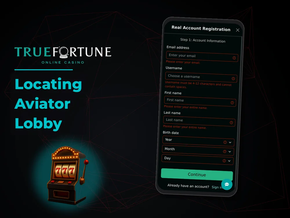 True Fortune casino - Locating Aviator Lobby