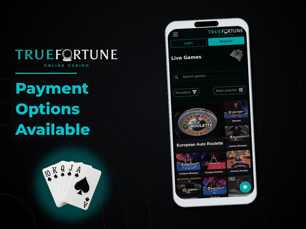 True Fortune casino - Payment Options Available