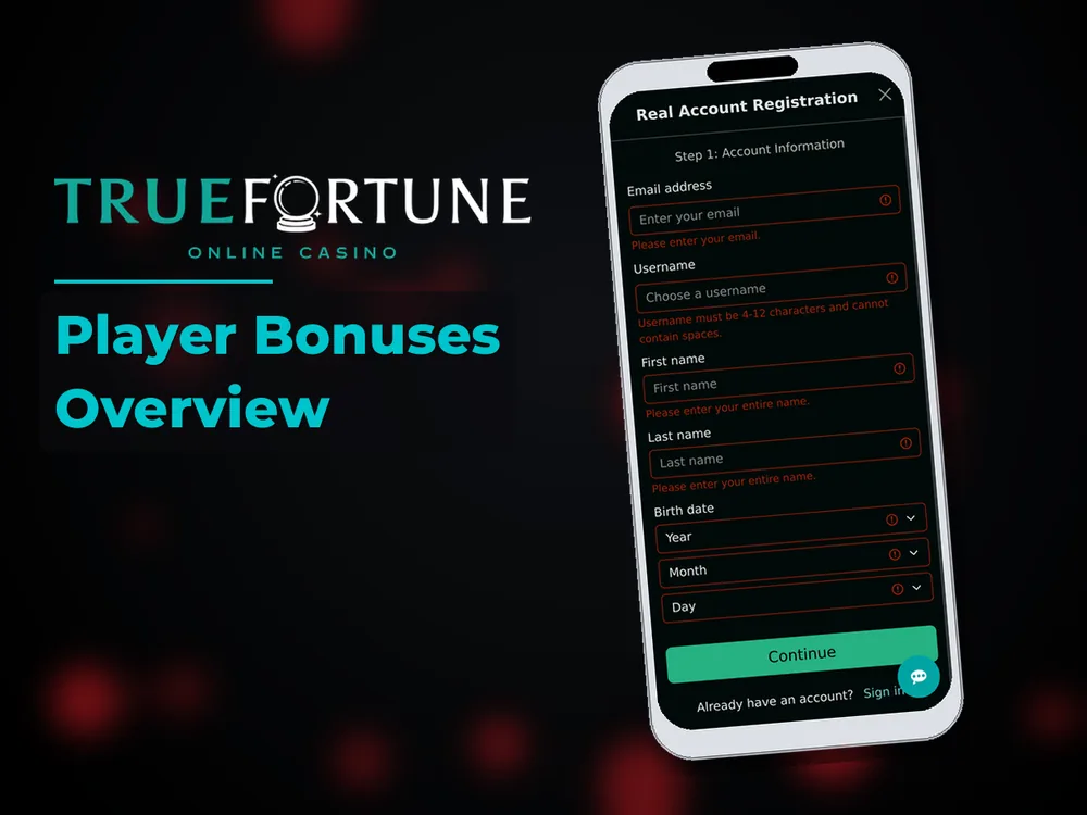 True Fortune casino - Player Bonuses Overview