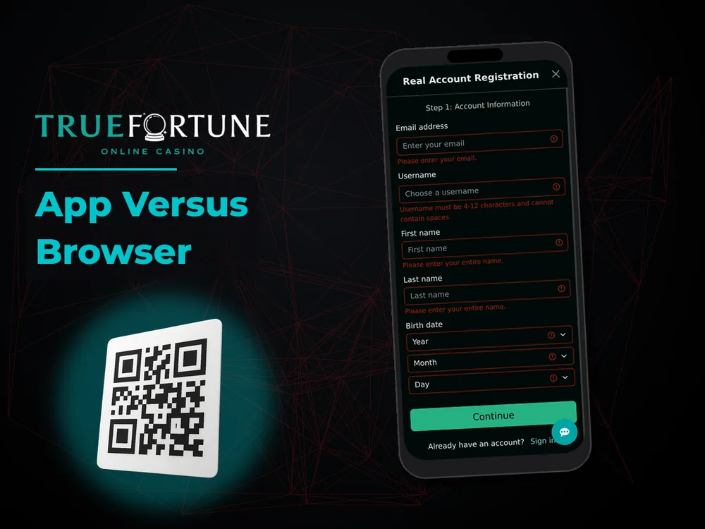 True Fortune casino - App Versus Browser