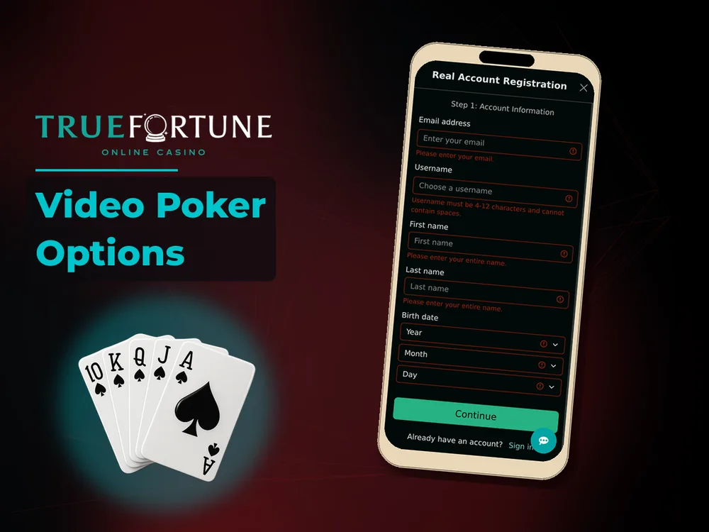 True Fortune casino - Video Poker Options