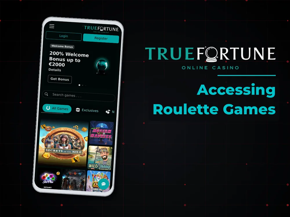 True Fortune casino - Accessing Roulette Games