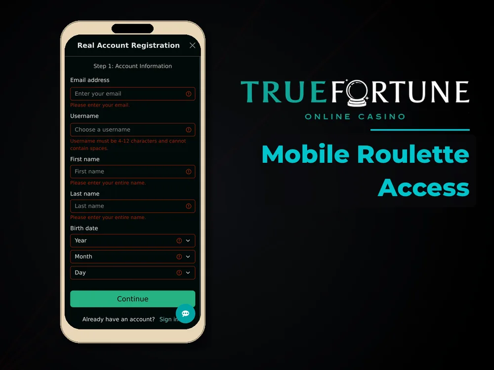 True Fortune casino - Mobile Roulette Access