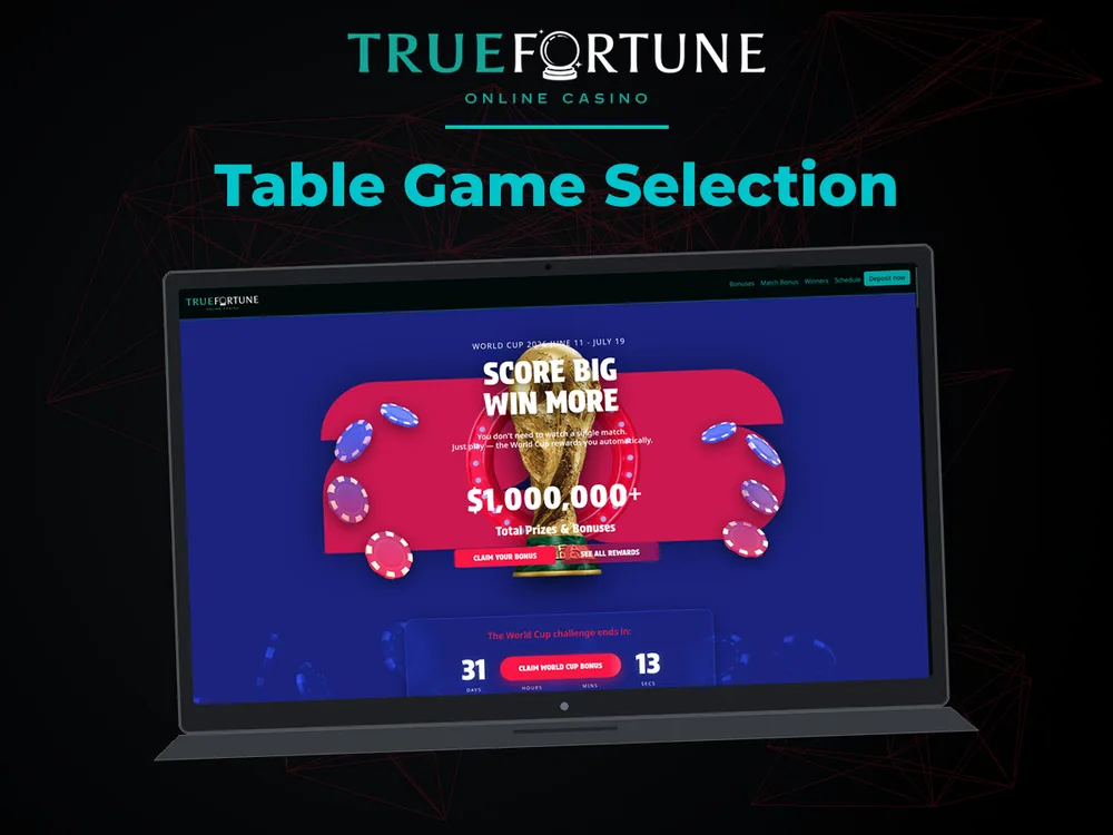 True Fortune casino - Table Game Selection